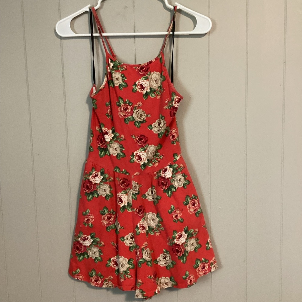 Forever 21 Red Floral Romper